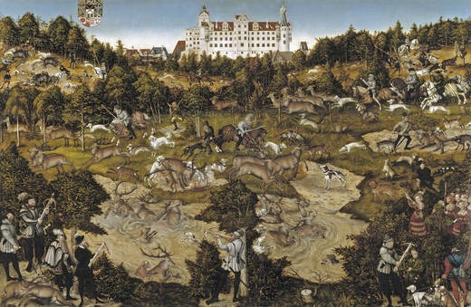 Jagd zu Ehren von Carlos V in der Burg von Torgau (Cranach)