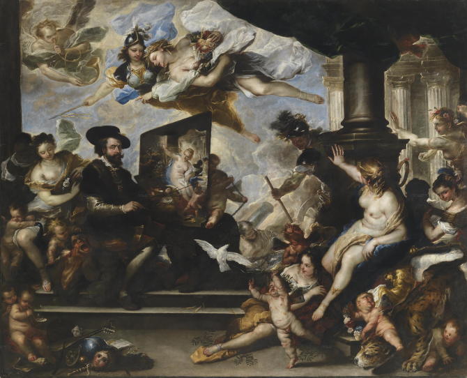 Rubens pintando a Alegoria da Paz (Luca Giordano)