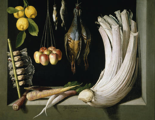 Still life of hunting, vegetables and fruits (Sánchez Cotán)