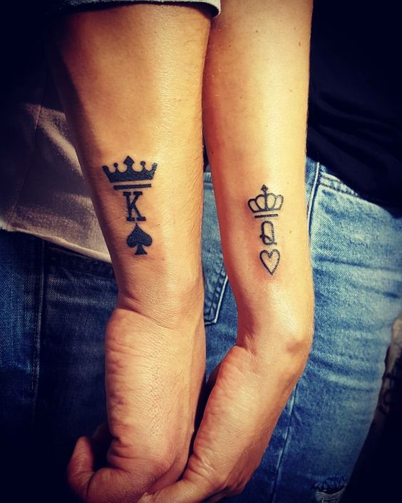 Crown tattoo for couples