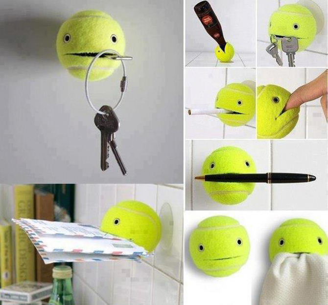 Use uma bola de tênis para segurar objetos