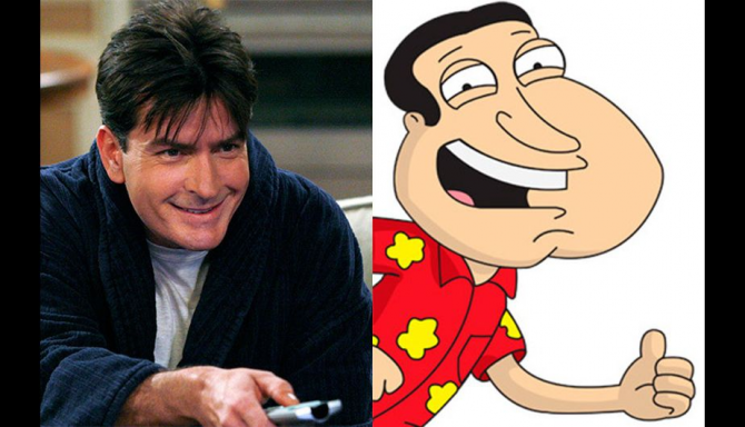 Charlie Sheen dan Glenn Quagmire dari Family Guy.