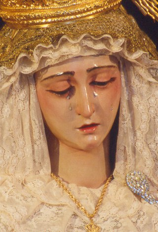 Virgin of rosary painful in her mysteries