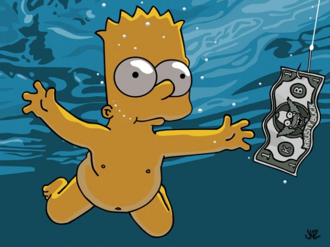 Bart Simpson como capa de "Nevermind" do Nirvana