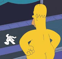 Homer naked on his back