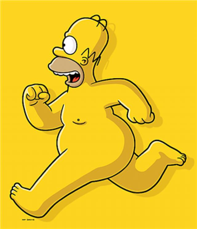 Homer running naked