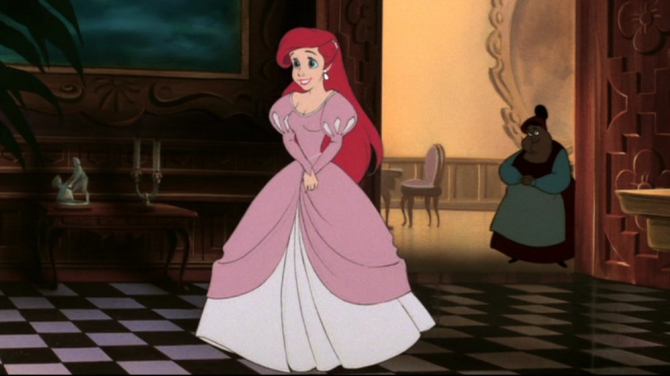 Ariel dalam gaun merah muda (istana)